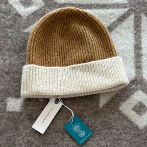 Anthropologie Toast brown  and Cream Ribbed Beanie